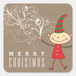 Adesivo Quadrado Fada de Desenho Animado Fofo Gira Magia das Festas