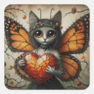 Adesivo Quadrado Fada de gato