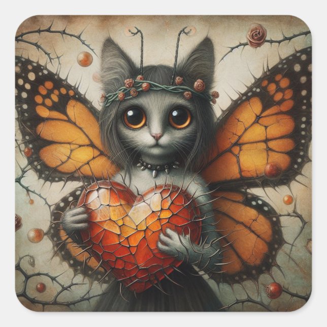 Adesivo Quadrado Fada de gato (Frente)