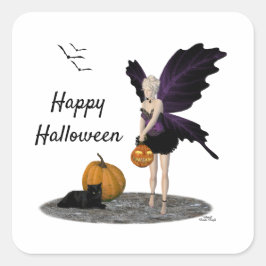Adesivo Quadrado Fada De Halloween Com Pumpkin Stickers