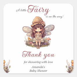 Adesivo Quadrado Fada Encantada com Chá de fraldas de Cogumelos