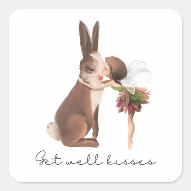 Adesivo Quadrado Fada Enviando Kisses Sticker (Frente)