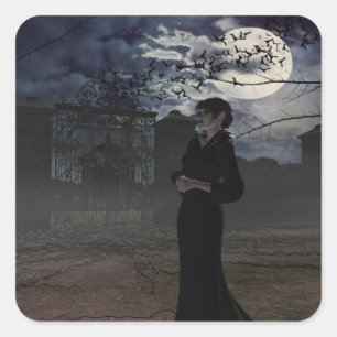 Adesivo Quadrado Fada Escura Spooky em Lua