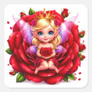Adesivo Quadrado Fada Rosa Enfeitiçada Para Amantes de Fantasia