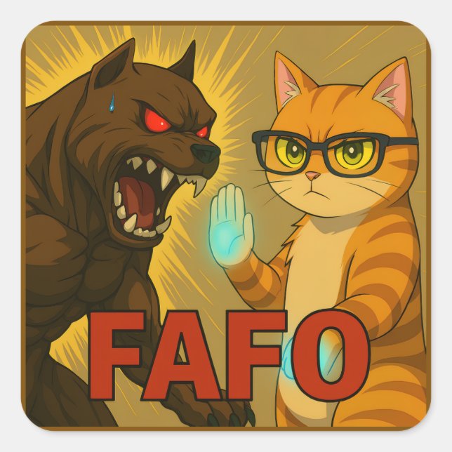 Adesivo Quadrado FAFO Cat and Dog Funny Sticker | Unbothered Pet At (Frente)