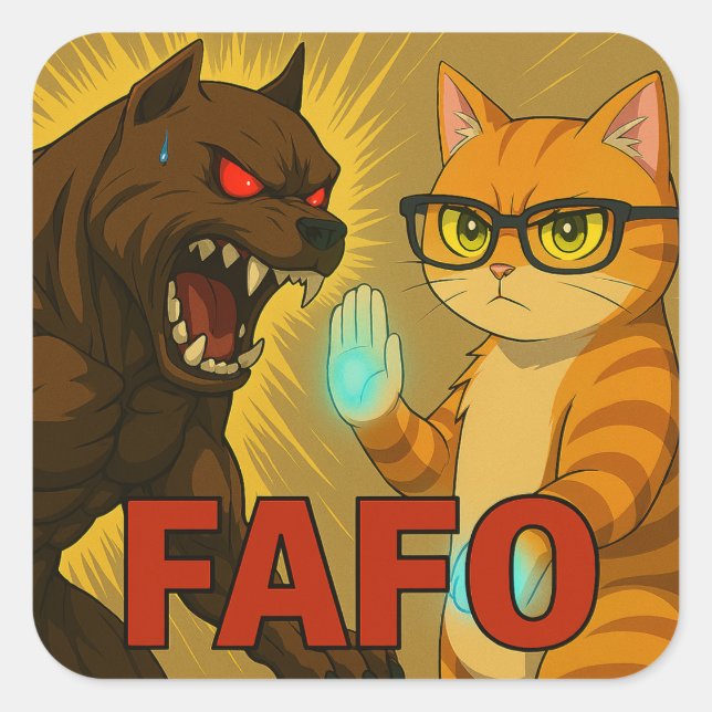 Adesivo Quadrado FAFO: Guard Dogs & Savage Cats (Frente)