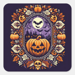 Adesivo Quadrado Fair Isle/Colorwork Vintage Halloween/outono