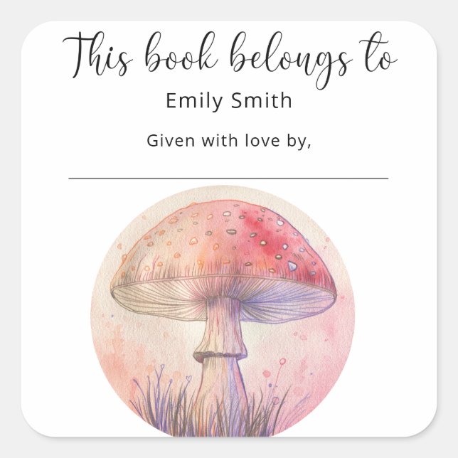 Adesivo Quadrado Fairy fly agaric - livro pertence a (Frente)