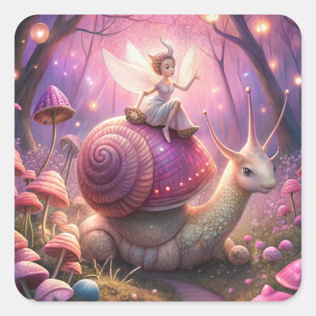 Adesivo Quadrado Fairy Garden Snail (Frente)