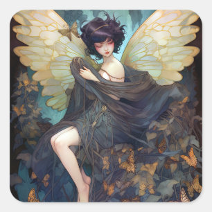 Adesivo Quadrado Fairy Girl Fantasy Art