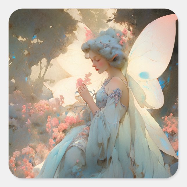 Adesivo Quadrado Fairy Girl Fantasy Art (Frente)