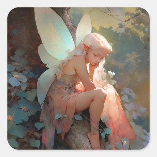 Adesivo Quadrado Fairy Girl Fantasy Art