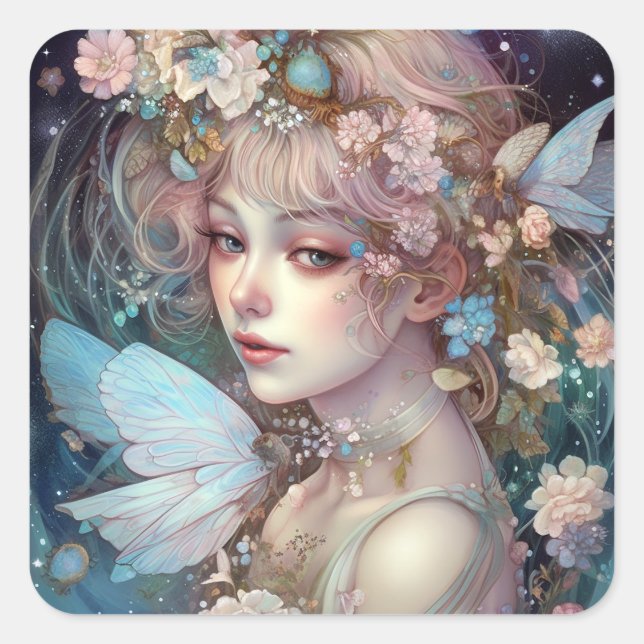 Adesivo Quadrado Fairy Girl Fantasy Art (Frente)