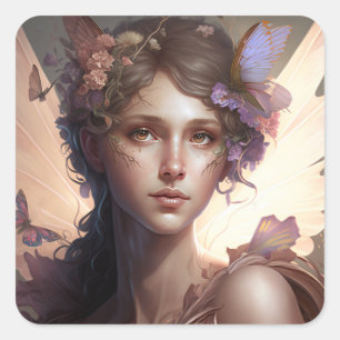 Adesivo Quadrado Fairy Lady Fantasy Art