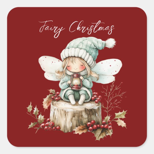 Adesivo Quadrado Fairy Merry Christmas (Frente)