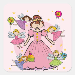 Adesivo Quadrado Fairy Princess Stickers
