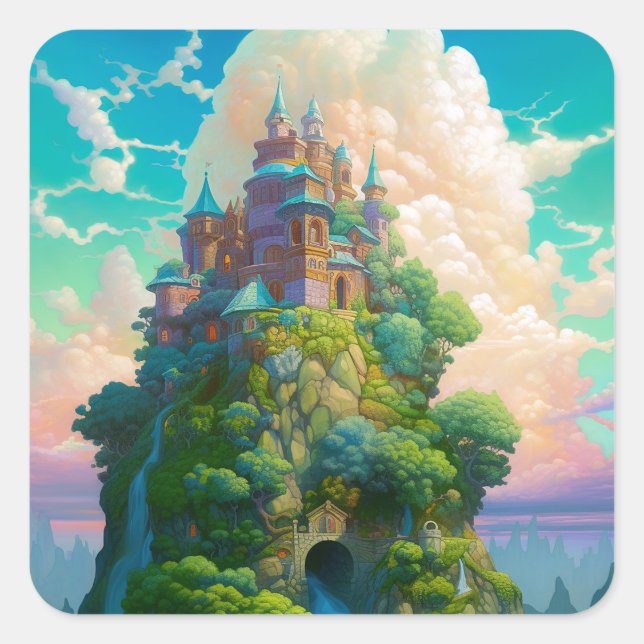 Adesivo Quadrado Fairy Tale Castle Fantasy Art (Frente)