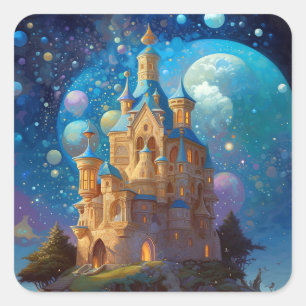 Adesivo Quadrado Fairy Tale Castle Fantasy Art