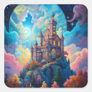 Adesivo Quadrado Fairy Tale Castle Fantasy Art