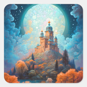 Adesivo Quadrado Fairy Tale Castle Fantasy Art