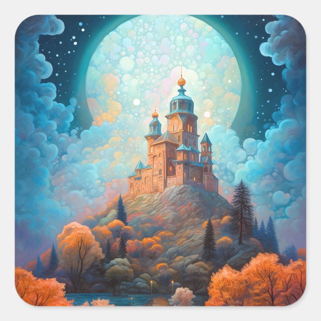 Adesivo Quadrado Fairy Tale Castle Fantasy Art (Frente)