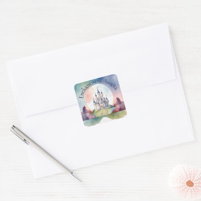 Adesivo Quadrado Fairy Tale Castle Party (Envelope)