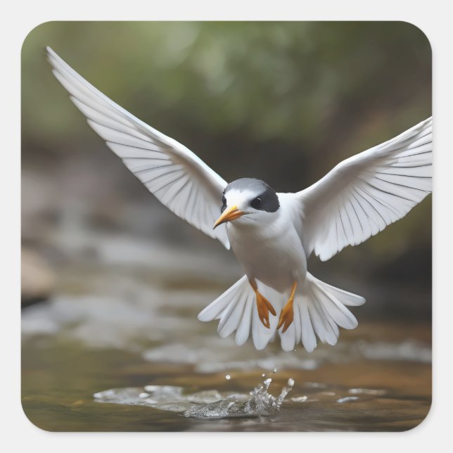 Adesivo Quadrado Fairy Tern em riacho (Frente)