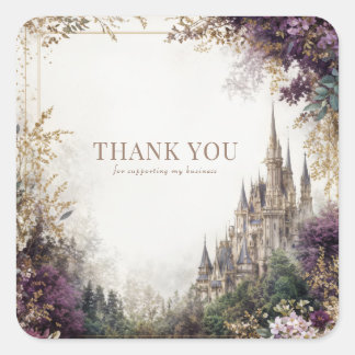 Adesivo Quadrado Fairytale Castle Purple Floral Elegant Gold
