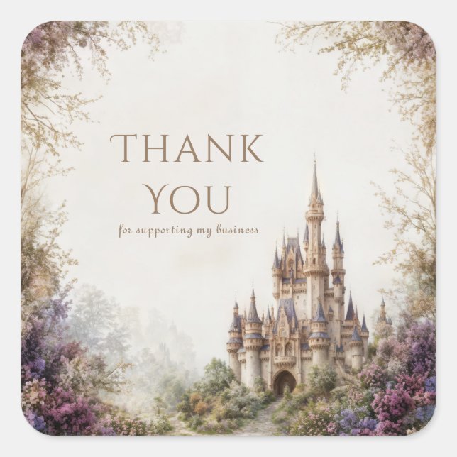 Adesivo Quadrado Fairytale Castle Purple Floral Misty Forest (Frente)