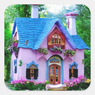 Adesivo Quadrado Fairytale Colorful House