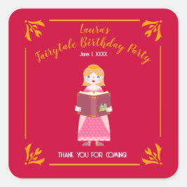 Adesivo Quadrado Fairytales Stories Girl Festa de aniversário
