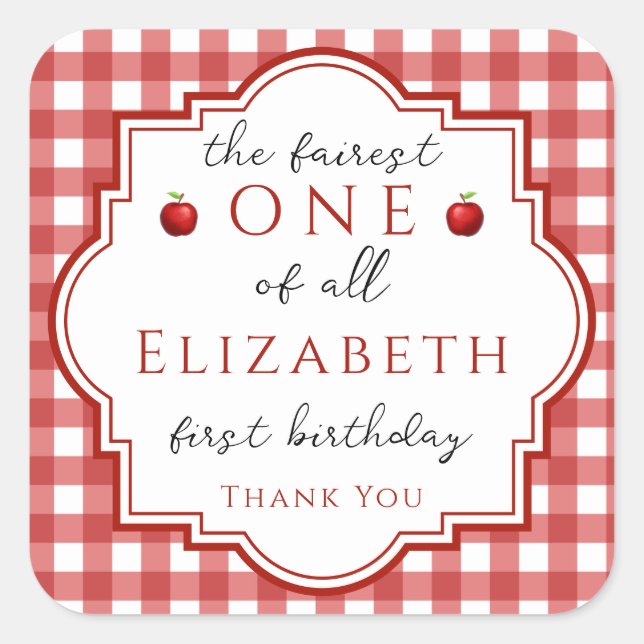 Adesivo Quadrado Fairytalt Princesa Mais Justa Um Aniversário da Xa (Frente)