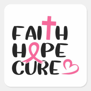 Adesivo Quadrado Faith Hope - Consciência do Cancer