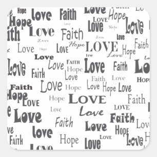 Adesivo Quadrado Faith Hope Love