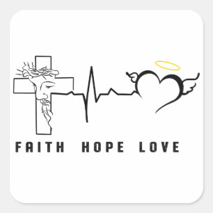 ADESIVO QUADRADO FAITH HOPE LOVE