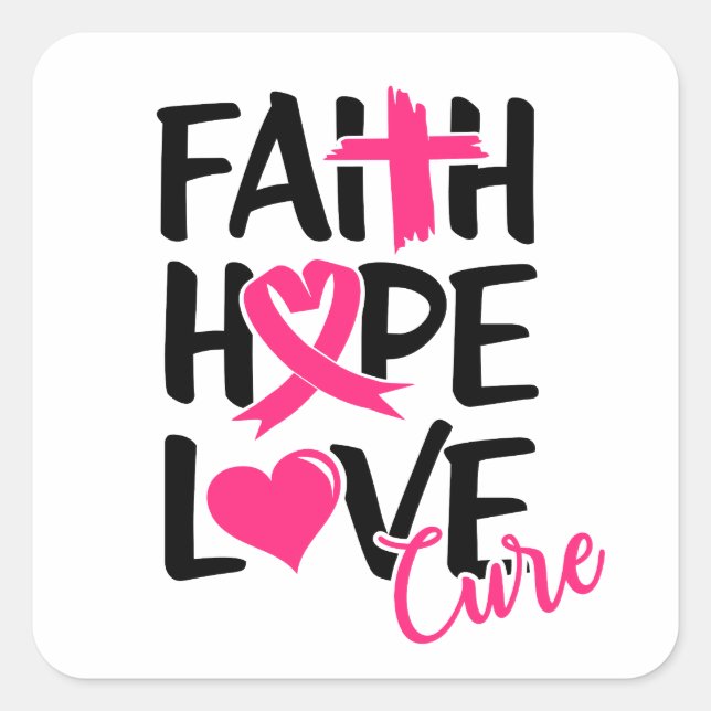 Adesivo Quadrado Faith Hope Love T-Shirt Chaveiro Button Silver Pla (Frente)