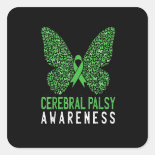 Adesivo Quadrado Faixa Verde da Borboleta