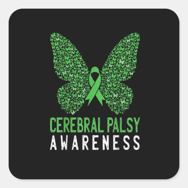 Adesivo Quadrado Faixa Verde da Borboleta (Frente)