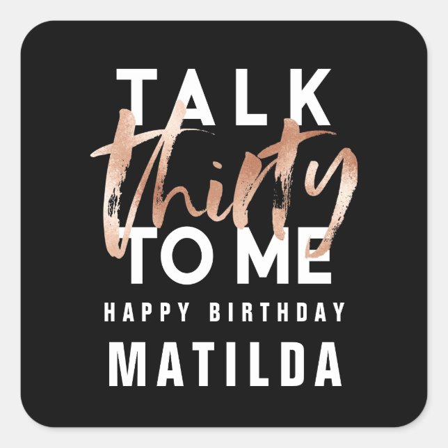 Adesivo Quadrado Fale 30 para mim, aniversário moderno da tipografi (Frente)