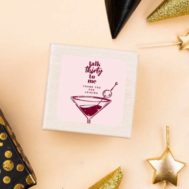 Adesivo Quadrado Fale Comigo 30 aniversário de 30 anos Martini (Criador carregado)