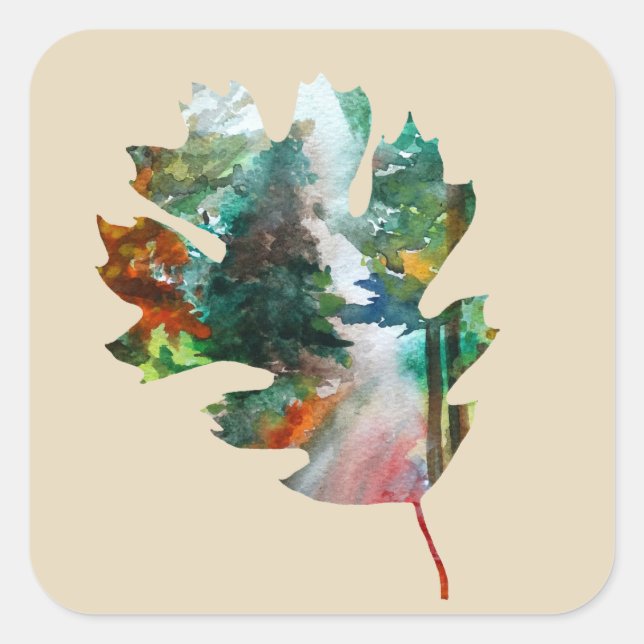 Adesivo Quadrado Fall Art, Autumn Leaf art Sticker (Frente)