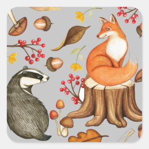 Adesivo Quadrado Fall Deixa Badger & Fox