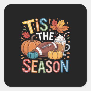 Adesivo Quadrado Fall Football Autumn Pumpkin Coffee