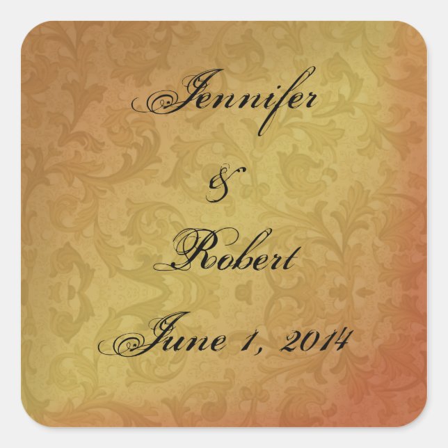 Adesivo Quadrado Fall Regency Wedding Envelope Seal (Frente)