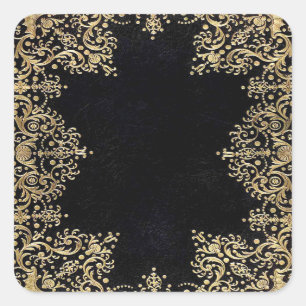 Adesivo Quadrado Falln Black E Dourado Filigre