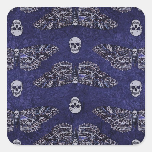 Adesivo Quadrado Falln Deathshead Moth and Skulls (Frente)