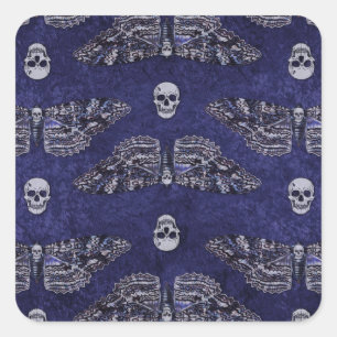 Adesivo Quadrado Falln Deathshead Moth and Skulls