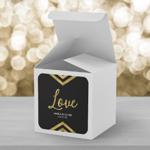 Adesivo Quadrado Falso elegante moderno Chevron Dourado do amor