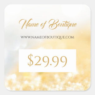 Adesivo Quadrado FALSO elegante ouro e preços de Bokeh da prata