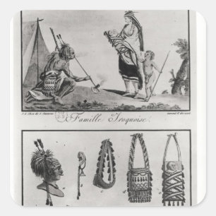 Adesivo Quadrado Família, braços e ornamento Iroquois